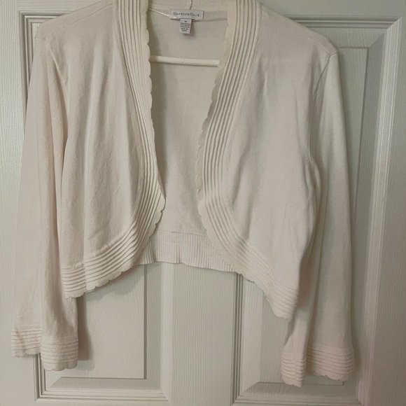 Charter Club White Knit Bolero Topper - Picture 1 of 4